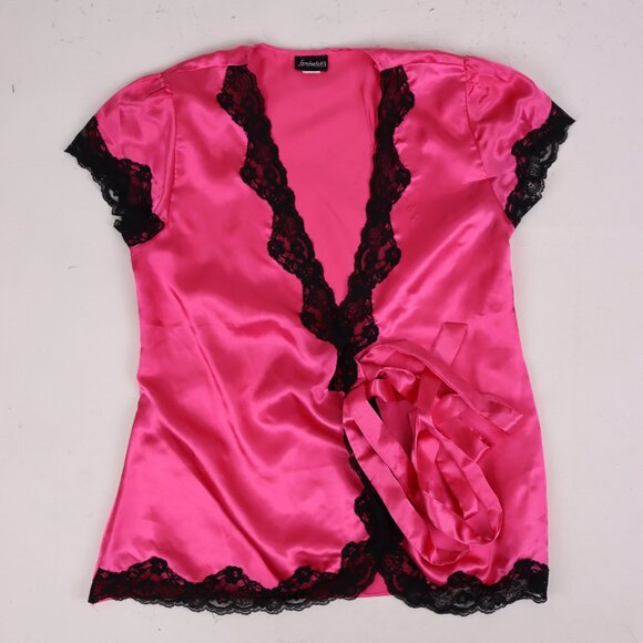 🌺 Frederick's of Hollywood NWOT Pink Lace Set Pants Top Panties Corset Pajama S - Picture 2 of 7